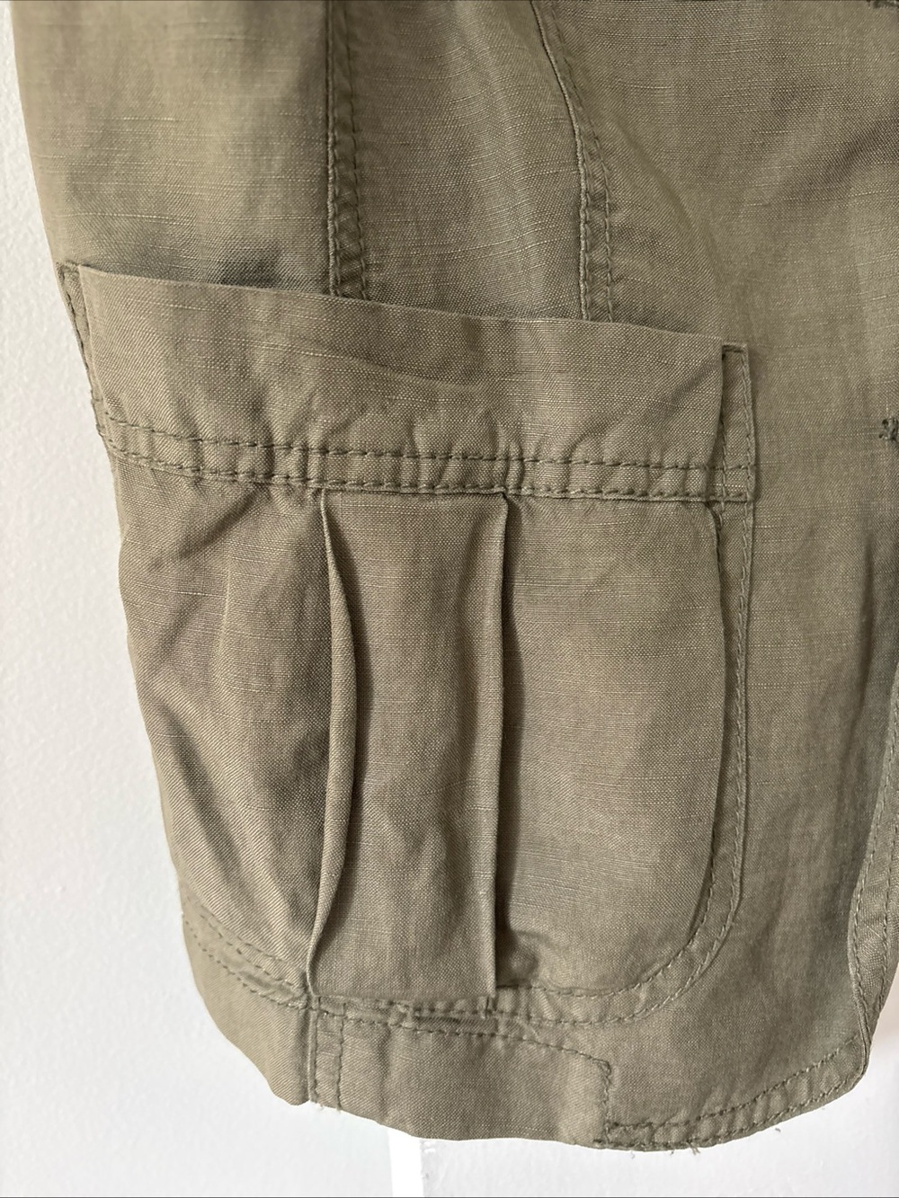J. Jill Olive Green Utility Vest Silk Linen Blend Button Front Sleeveless Medium - Picture 5 of 11